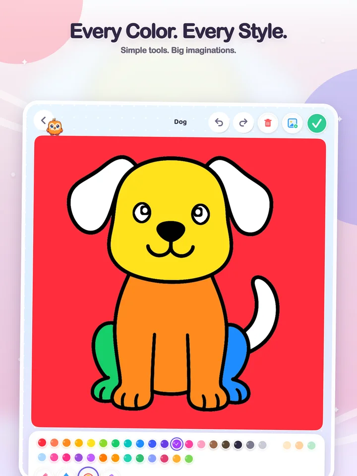 A completed colorful dog picture