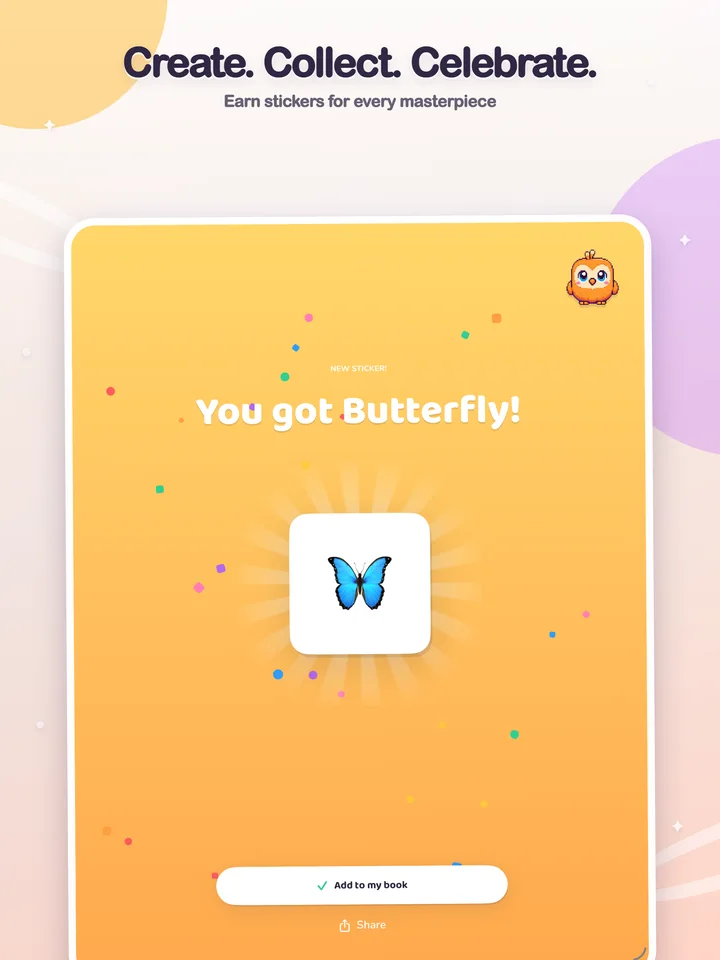A butterfly sticker reward celebration
